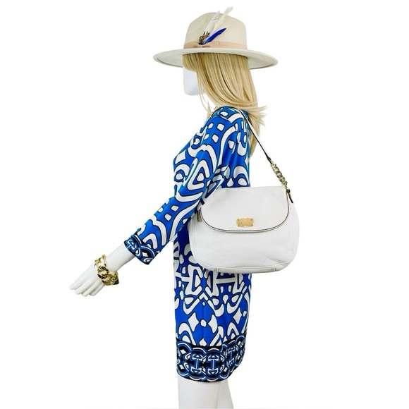 Laundry by Design Blue and White Geometric Shift Dress - 3/4 Sleeves - Size: 4 - Picture 2 of 5